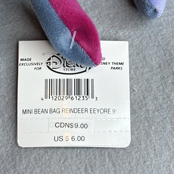 Reindeer Eeyore Winnie The Pooh The Disney Store Bean Bag 9" Plush Stuffed Tag - Picture 4 of 4
